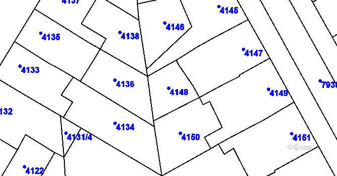 Parcela st. 4148 v KÚ Prostějov, Katastrální mapa