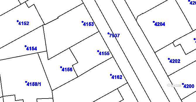 Parcela st. 4155 v KÚ Prostějov, Katastrální mapa