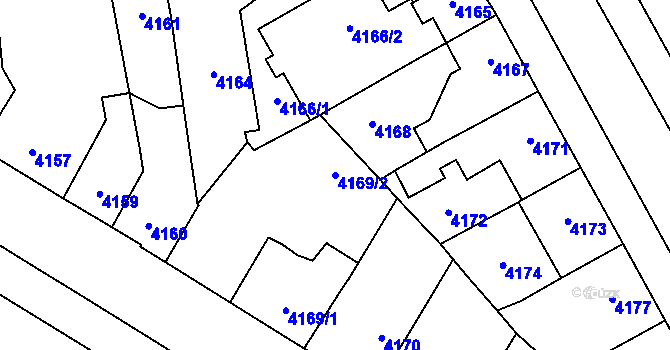 Parcela st. 4169/2 v KÚ Prostějov, Katastrální mapa