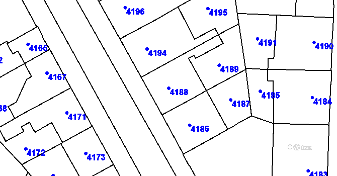 Parcela st. 4188 v KÚ Prostějov, Katastrální mapa