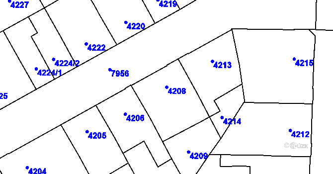Parcela st. 4208 v KÚ Prostějov, Katastrální mapa