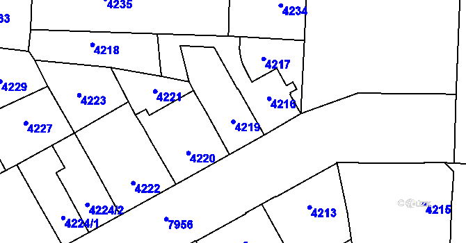 Parcela st. 4219 v KÚ Prostějov, Katastrální mapa