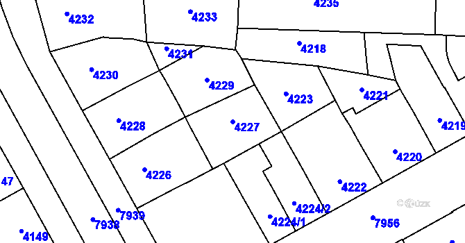 Parcela st. 4227 v KÚ Prostějov, Katastrální mapa