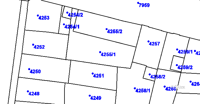 Parcela st. 4255/1 v KÚ Prostějov, Katastrální mapa