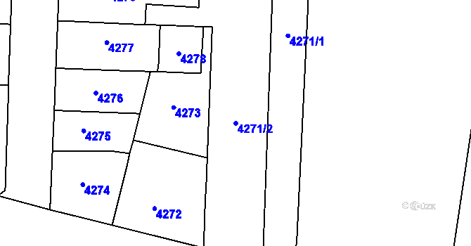 Parcela st. 4271/2 v KÚ Prostějov, Katastrální mapa