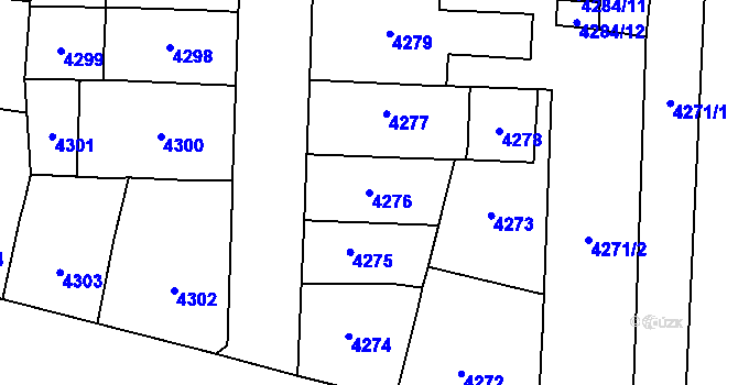Parcela st. 4276 v KÚ Prostějov, Katastrální mapa