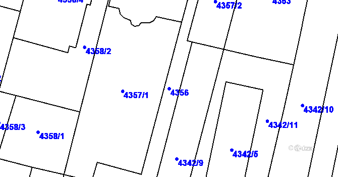 Parcela st. 4356 v KÚ Prostějov, Katastrální mapa