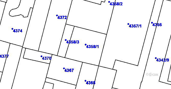 Parcela st. 4358/1 v KÚ Prostějov, Katastrální mapa
