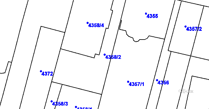 Parcela st. 4358/2 v KÚ Prostějov, Katastrální mapa