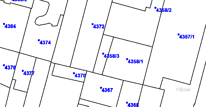 Parcela st. 4358/3 v KÚ Prostějov, Katastrální mapa