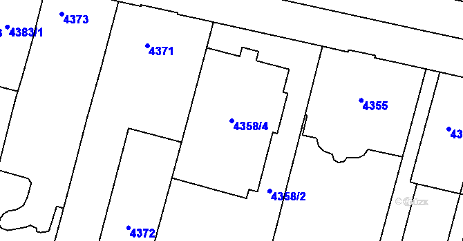 Parcela st. 4358/4 v KÚ Prostějov, Katastrální mapa