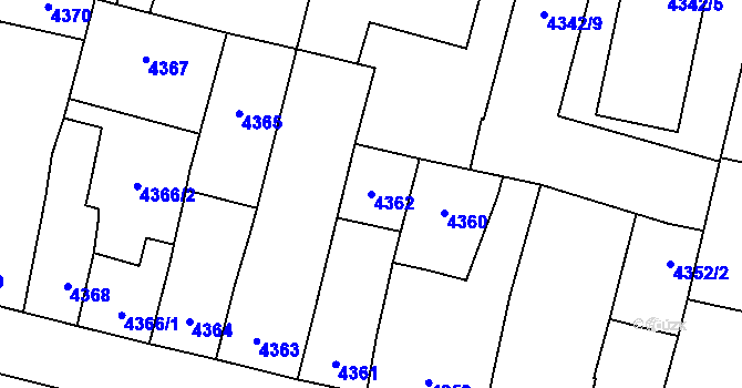 Parcela st. 4362 v KÚ Prostějov, Katastrální mapa