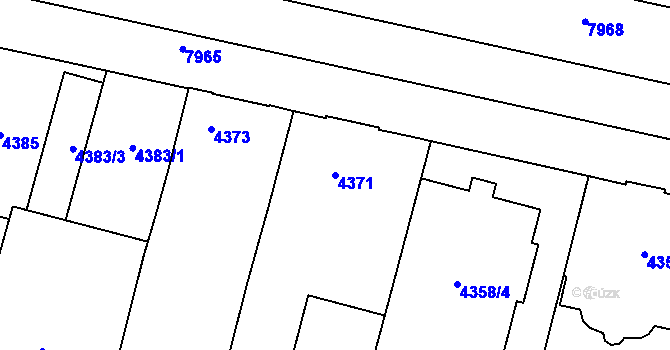 Parcela st. 4371 v KÚ Prostějov, Katastrální mapa