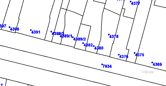 Parcela st. 4382 v KÚ Prostějov, Katastrální mapa