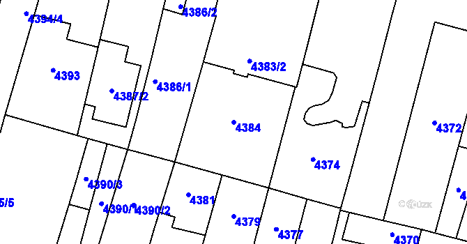 Parcela st. 4384 v KÚ Prostějov, Katastrální mapa
