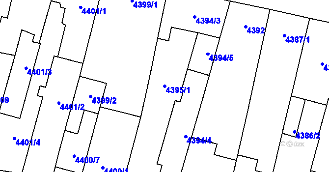Parcela st. 4395/1 v KÚ Prostějov, Katastrální mapa