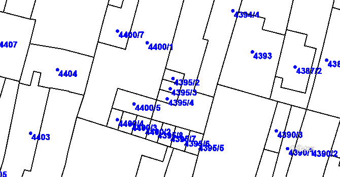 Parcela st. 4395/3 v KÚ Prostějov, Katastrální mapa