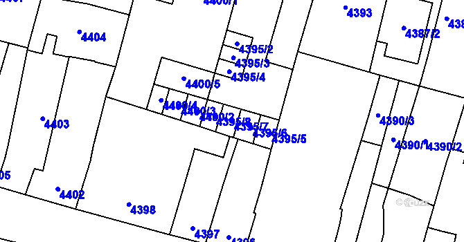 Parcela st. 4395/7 v KÚ Prostějov, Katastrální mapa