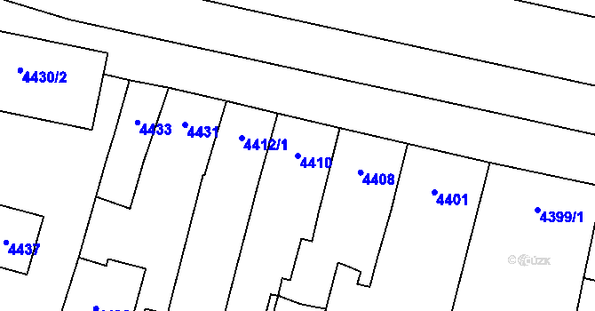 Parcela st. 4410 v KÚ Prostějov, Katastrální mapa