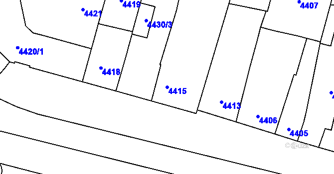 Parcela st. 4415 v KÚ Prostějov, Katastrální mapa