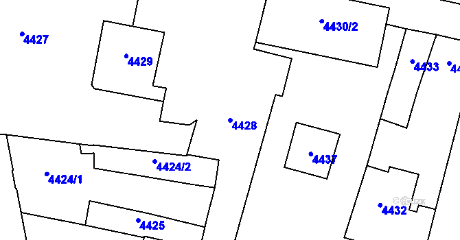Parcela st. 4428 v KÚ Prostějov, Katastrální mapa