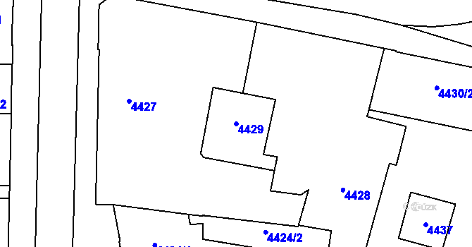 Parcela st. 4429 v KÚ Prostějov, Katastrální mapa
