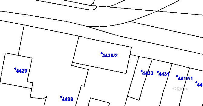 Parcela st. 4430/2 v KÚ Prostějov, Katastrální mapa