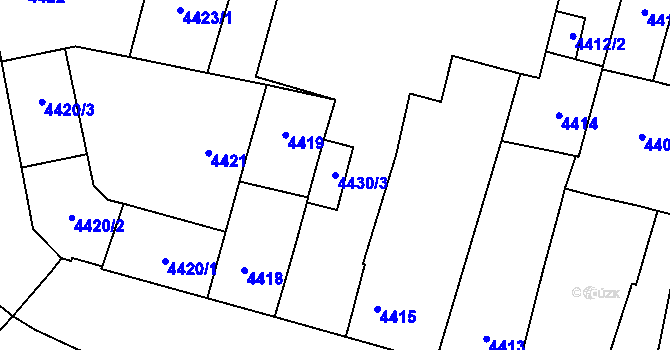Parcela st. 4430/3 v KÚ Prostějov, Katastrální mapa