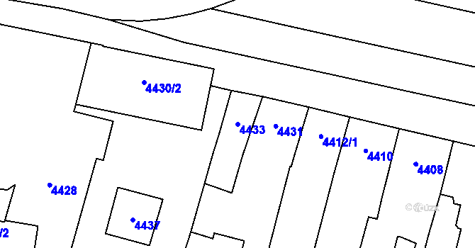 Parcela st. 4433 v KÚ Prostějov, Katastrální mapa