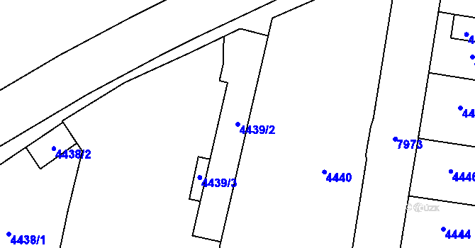 Parcela st. 4439/2 v KÚ Prostějov, Katastrální mapa