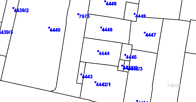 Parcela st. 4444 v KÚ Prostějov, Katastrální mapa