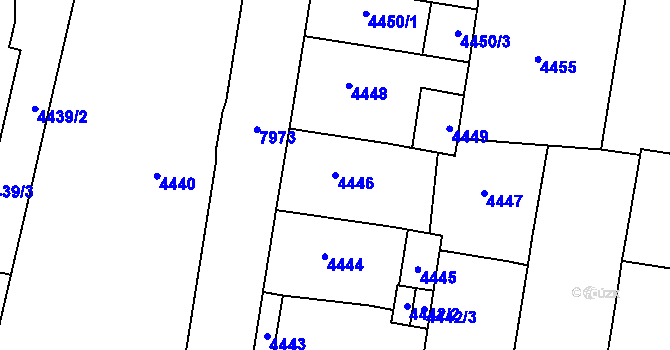 Parcela st. 4446 v KÚ Prostějov, Katastrální mapa