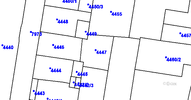 Parcela st. 4447 v KÚ Prostějov, Katastrální mapa