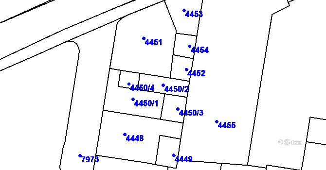 Parcela st. 4450/2 v KÚ Prostějov, Katastrální mapa