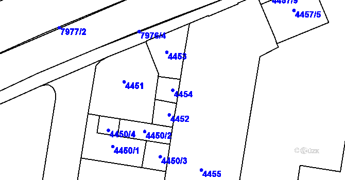 Parcela st. 4454 v KÚ Prostějov, Katastrální mapa