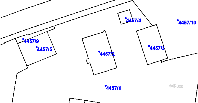 Parcela st. 4457/2 v KÚ Prostějov, Katastrální mapa