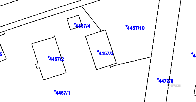 Parcela st. 4457/3 v KÚ Prostějov, Katastrální mapa