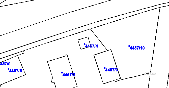 Parcela st. 4457/4 v KÚ Prostějov, Katastrální mapa