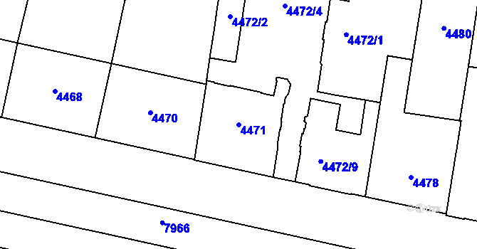 Parcela st. 4471 v KÚ Prostějov, Katastrální mapa