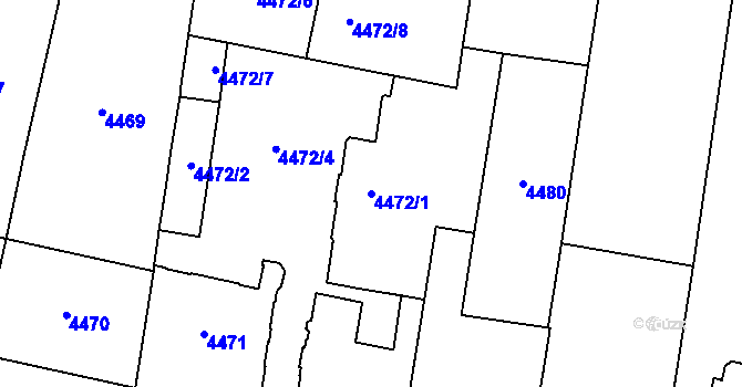 Parcela st. 4472/1 v KÚ Prostějov, Katastrální mapa