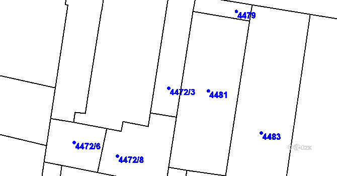 Parcela st. 4472/3 v KÚ Prostějov, Katastrální mapa