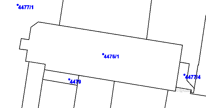 Parcela st. 4476/1 v KÚ Prostějov, Katastrální mapa