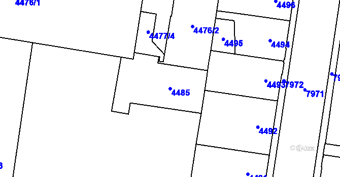 Parcela st. 4485 v KÚ Prostějov, Katastrální mapa