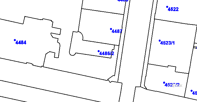 Parcela st. 4486/2 v KÚ Prostějov, Katastrální mapa