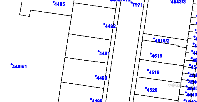 Parcela st. 4491 v KÚ Prostějov, Katastrální mapa
