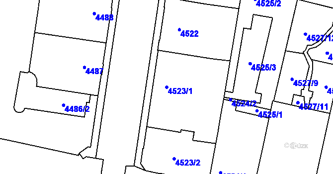 Parcela st. 4523/1 v KÚ Prostějov, Katastrální mapa