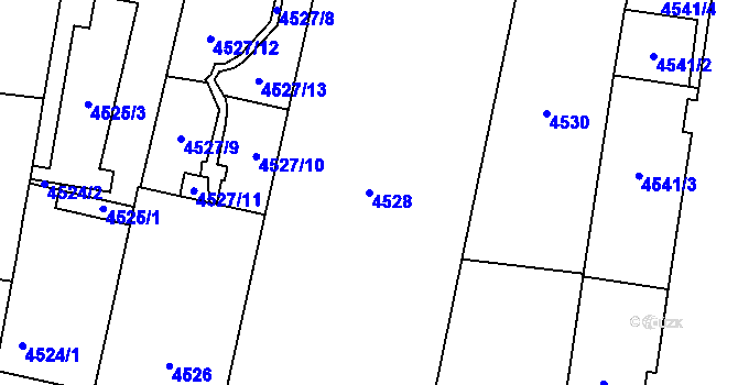 Parcela st. 4528 v KÚ Prostějov, Katastrální mapa