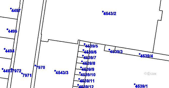 Parcela st. 4539/5 v KÚ Prostějov, Katastrální mapa
