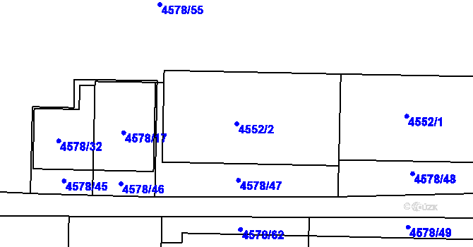 Parcela st. 4552/2 v KÚ Prostějov, Katastrální mapa