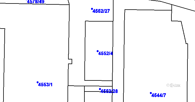 Parcela st. 4552/4 v KÚ Prostějov, Katastrální mapa
